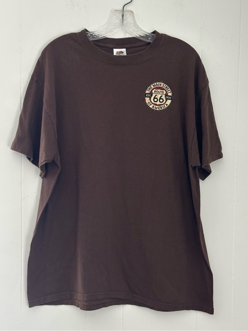 Fruit of the Loom Brown Route 66 Logo Short Sleeve Tee Size XL